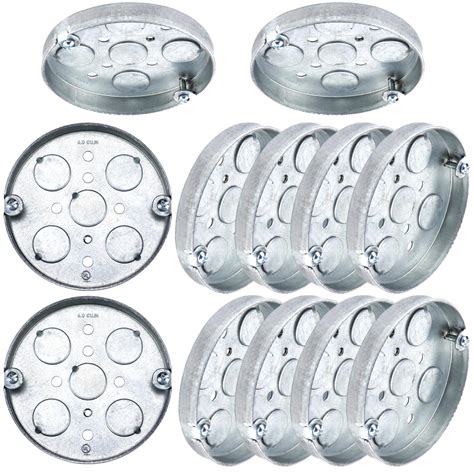 Hicarer 10 Pcs 293 4 Inch Round Shallow Electrical Box with 1/2 